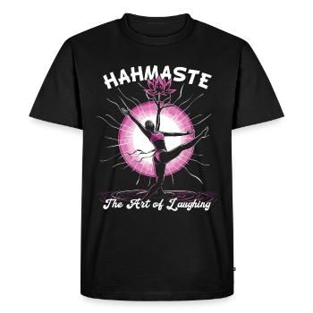 Méditation Rire drôle Yoga - T-shirt Premium bio Homme - noir - Devant - Nico (187cm)