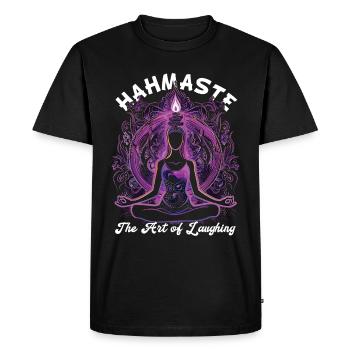 Méditation Rire drôle Yoga - T-shirt Premium bio Homme - noir - Devant - Nico (187cm)
