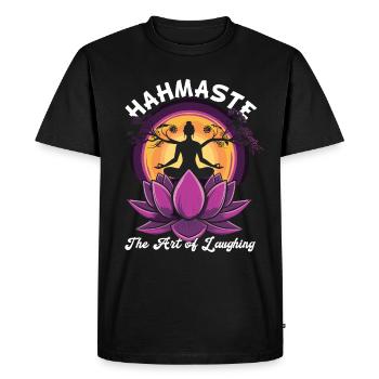 Méditation Rire drôle Yoga - T-shirt Premium bio Homme - noir - Devant - Nico (187cm)