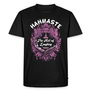 Méditation Rire drôle Yoga - T-shirt Premium bio Homme - noir - Devant - Nico (187cm)