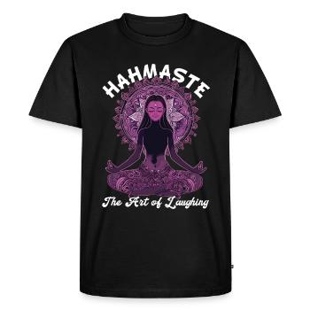 Méditation Rire drôle Yoga - T-shirt Premium bio Homme - noir - Devant - Nico (187cm)