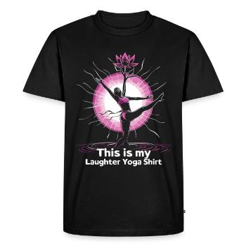 Méditation Rire drôle Yoga - T-shirt Premium bio Homme - noir - Devant - Nico (187cm)