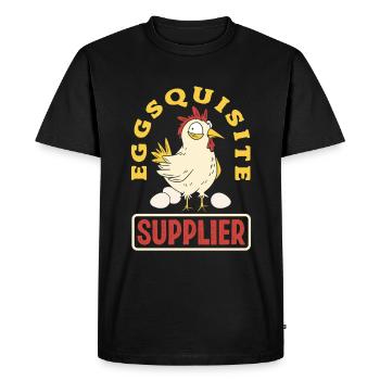 Soutenez les négociants d’œufs locaux - T-shirt Premium bio Homme - noir - Devant - Nico (187cm)
