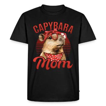 Funny Capybara Mom - Men's Premium Organic T-Shirt - black - Front - Nico (187cm)