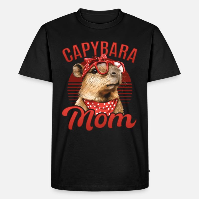Funny Capybara Mom - Männer Premium Bio T-Shirt - Schwarz