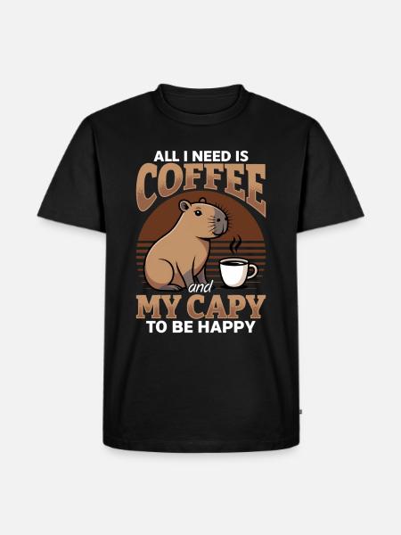 Capybara Coffee - Männer Premium Bio T-Shirt - Schwarz