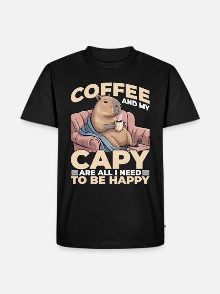 Capybara Coffee - Männer Premium Bio T-Shirt - Schwarz