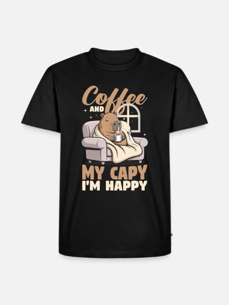 Capybara Coffee - Männer Premium Bio T-Shirt - Schwarz