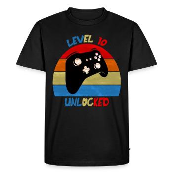 Level 10 Débloqué - T-shirt Premium bio Homme - noir - Devant - Nico (187cm)