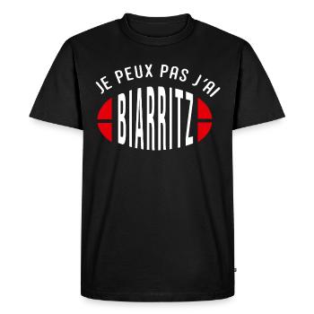 Rugby Je peux pas j ai Biarritz supporter biarritz - T-shirt Premium bio Homme - noir - Devant - Nico (187cm)