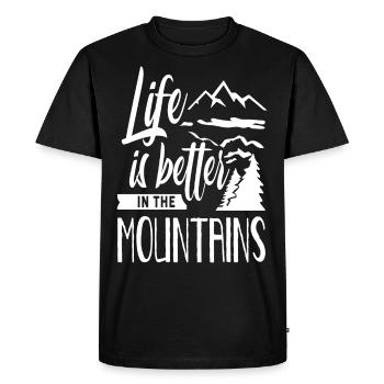 Life is better in the mountains mountains mountains - Men's Premium Organic T-Shirt - black - Front - Nico (187cm)