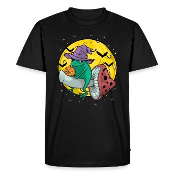 Cottagecore Esthétique Halloween Grenouille sur champignon - T-shirt Premium bio Homme - noir - Devant - Nico (187cm)