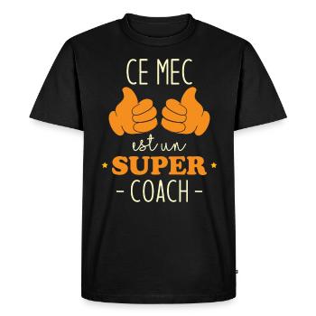 Ce mec est un super coach - T-shirt Premium bio Homme - noir - Devant - Nico (187cm)