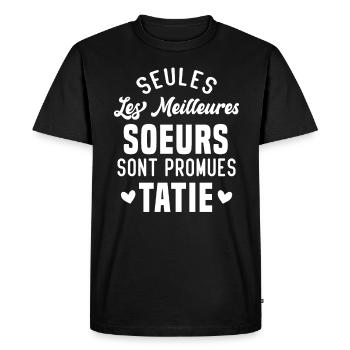 Seules les Meilleures Soeurs sont Promues Tatie - T-shirt Premium bio Homme - noir - Devant - Nico (187cm)