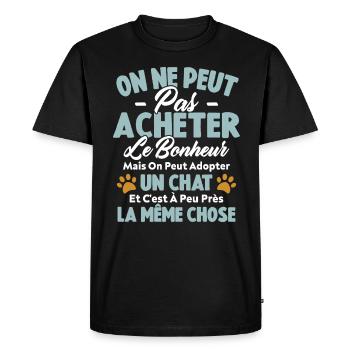 On peut adopter un chat Humour Cadeau - T-shirt Premium bio Homme - noir - Devant - Nico (187cm)