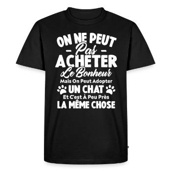 On peut adopter un chat Humour Cadeau - T-shirt Premium bio Homme - noir - Devant - Nico (187cm)