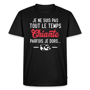 Je suis pas tout le temps chiante parfois je dors - T-shirt Premium bio Homme - noir - Devant - Nico (187cm)