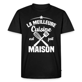 La Meilleure Cuisine est fait Maison - T-shirt Premium bio Homme - noir - Devant - Nico (187cm)