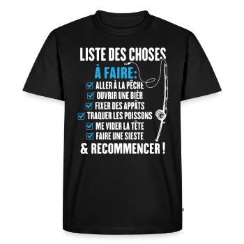 La liste du pêcheur Cadeau humour pour pêcheur - T-shirt Premium bio Homme - noir - Devant - Nico (187cm)