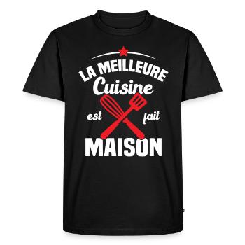 La Meilleure Cuisine est fait Maison - T-shirt Premium bio Homme - noir - Devant - Nico (187cm)