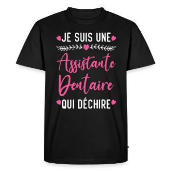 Je suis Assistante Dentaire qui Déchire - T-shirt Premium bio Homme - noir - Devant - Nico (187cm)