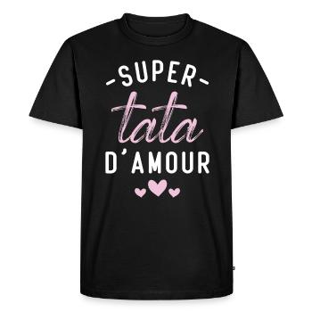 Cadeau Femme Super tata d'amour - T-shirt Premium bio Homme - noir - Devant - Nico (187cm)