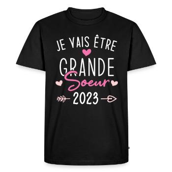 Je Vais Être Grande Sœur 2023 - T-shirt Premium bio Homme - noir - Devant - Nico (187cm)