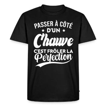 Chauve perfection, Cadeau humour homme chauve - T-shirt Premium bio Homme - noir - Devant - Nico (187cm)