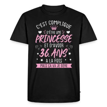 Une princesse et d'avoir 36 ans, Cadeau 36 ans - T-shirt Premium bio Homme - noir - Devant - Nico (187cm)
