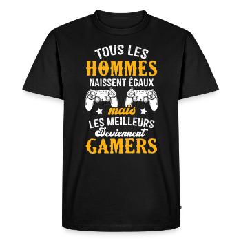 Les meilleurs hommes deviennent gamers - T-shirt Premium bio Homme - noir - Devant - Nico (187cm)