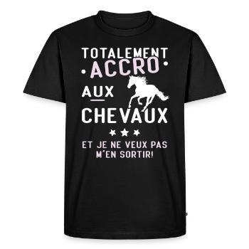 Totalement accro aux chevaux - T-shirt Premium bio Homme - noir - Devant - Nico (187cm)