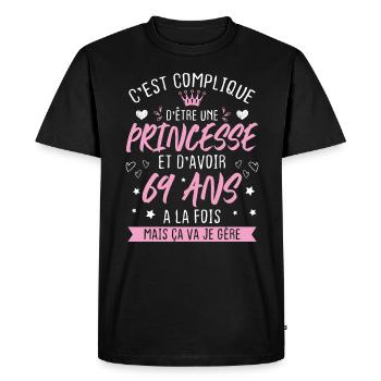 Une princesse et d'avoir 69 ans, Cadeau 69 ans - T-shirt Premium bio Homme - noir - Devant - Nico (187cm)