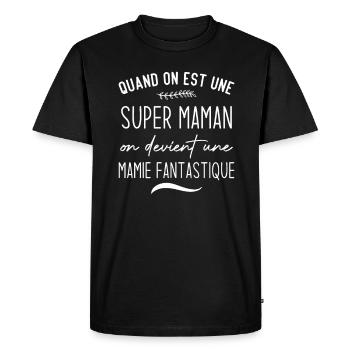 Un super papa on devient un papy fantastique - T-shirt Premium bio Homme - noir - Devant - Nico (187cm)