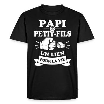 Papi et petit fils lien pour la vie - T-shirt Premium bio Homme - noir - Devant - Nico (187cm)
