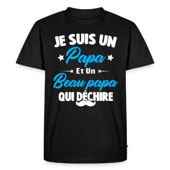 je suis un papa et beau-papa qui déchire - T-shirt Premium bio Homme - noir - Devant - Nico (187cm)