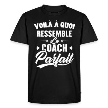 Coach Parfait Cadeau Humour Personnalisé - T-shirt Premium bio Homme - noir - Devant - Nico (187cm)