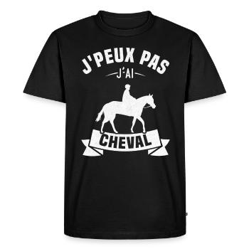 J'peux pas j'ai cheval - T-shirt Premium bio Homme - noir - Devant - Nico (187cm)