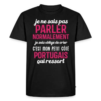 C'est mon petit côté portugais qui ressort - T-shirt Premium bio Homme - noir - Devant - Nico (187cm)
