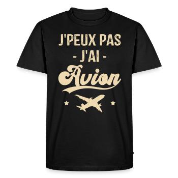Cadeau Je peux pas j'ai avion humour aviation - T-shirt Premium bio Homme - noir - Devant - Nico (187cm)