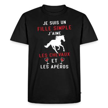 Je suis un fille j'aime les chevaux et les apéros - T-shirt Premium bio Homme - noir - Devant - Nico (187cm)