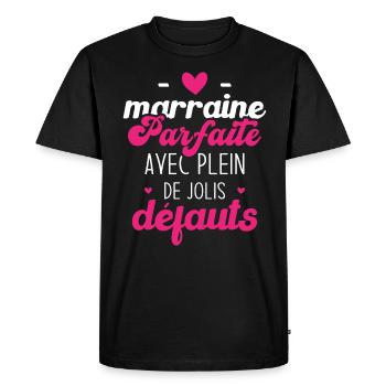 Marraine parfaite avec plein de jolis défauts - T-shirt Premium bio Homme - noir - Devant - Nico (187cm)