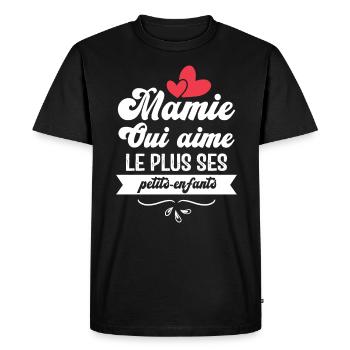 Mamie qui aime le plus ses petits enfants - T-shirt Premium bio Homme - noir - Devant - Nico (187cm)