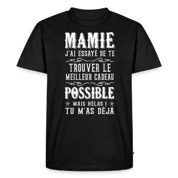 Mamie j'ai essayé de te trouver le meilleur cadeau - T-shirt Premium bio Homme - noir - Devant - Nico (187cm)