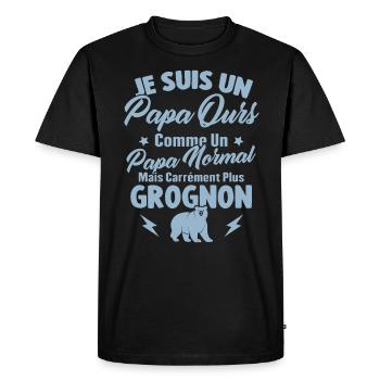 Je Suis Un Papa Ours Comme Un Papa Normal - T-shirt Premium bio Homme - noir - Devant - Nico (187cm)