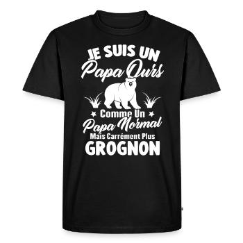Je Suis Un Papa Ours Comme Un Papa Normal - T-shirt Premium bio Homme - noir - Devant - Nico (187cm)