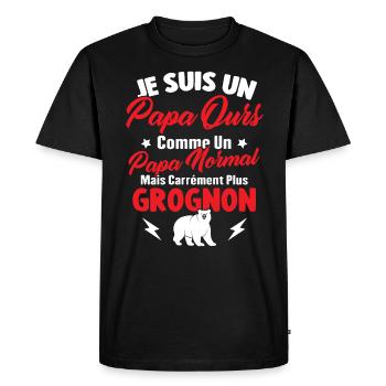 Je Suis Un Papa Ours Comme Un Papa Normal - T-shirt Premium bio Homme - noir - Devant - Nico (187cm)