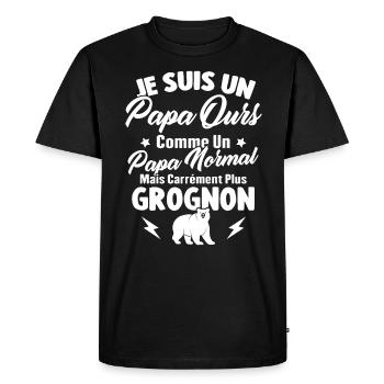 Je Suis Un Papa Ours Comme Un Papa Normal - T-shirt Premium bio Homme - noir - Devant - Nico (187cm)