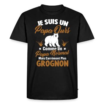 Je Suis Un Papa Ours Comme Un Papa Normal - T-shirt Premium bio Homme - noir - Devant - Nico (187cm)