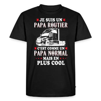 Je Suis Un Papa Routier C'est Comme Un Papa - T-shirt Premium bio Homme - noir - Devant - Nico (187cm)