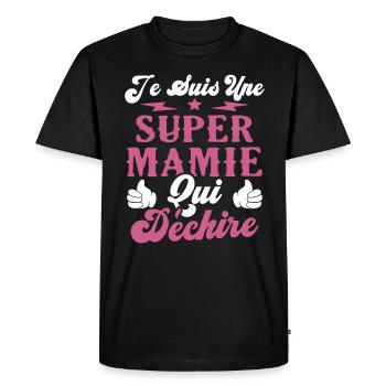 Je suis une super Mamie qui déchire - T-shirt Premium bio Homme - noir - Devant - Nico (187cm)